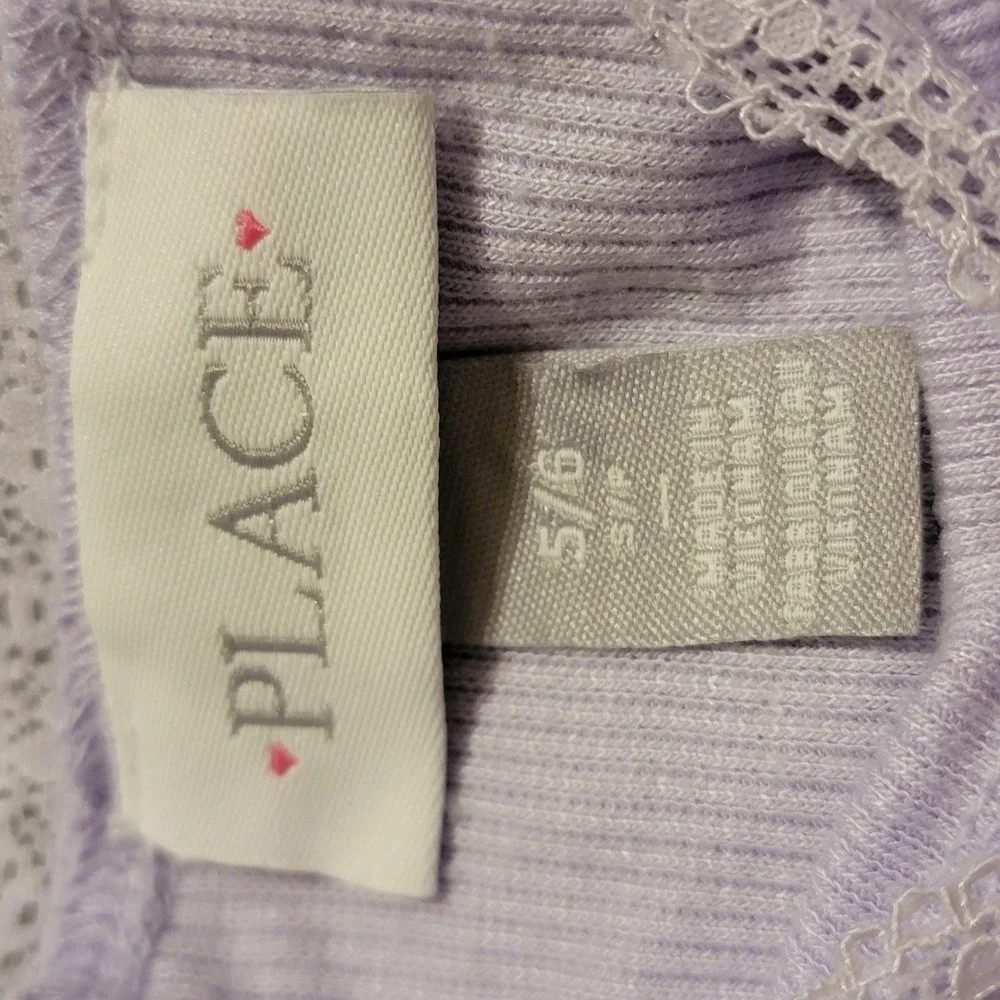 The Children's Place Skater Dress Girls 5/6 Purple Excellent Floral Lace Ribbed
